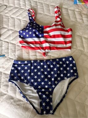 women’s American Flag Crop Bikini